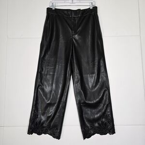 NWT Chico’s Faux Leather Wide Leg Pants Black 6